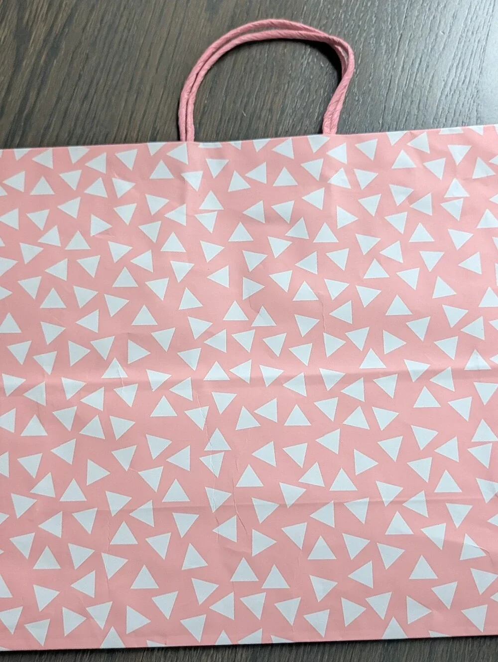 Spritz Pink & White Triangle Geometric Extra Large Paper Gift Bag 16x12x6